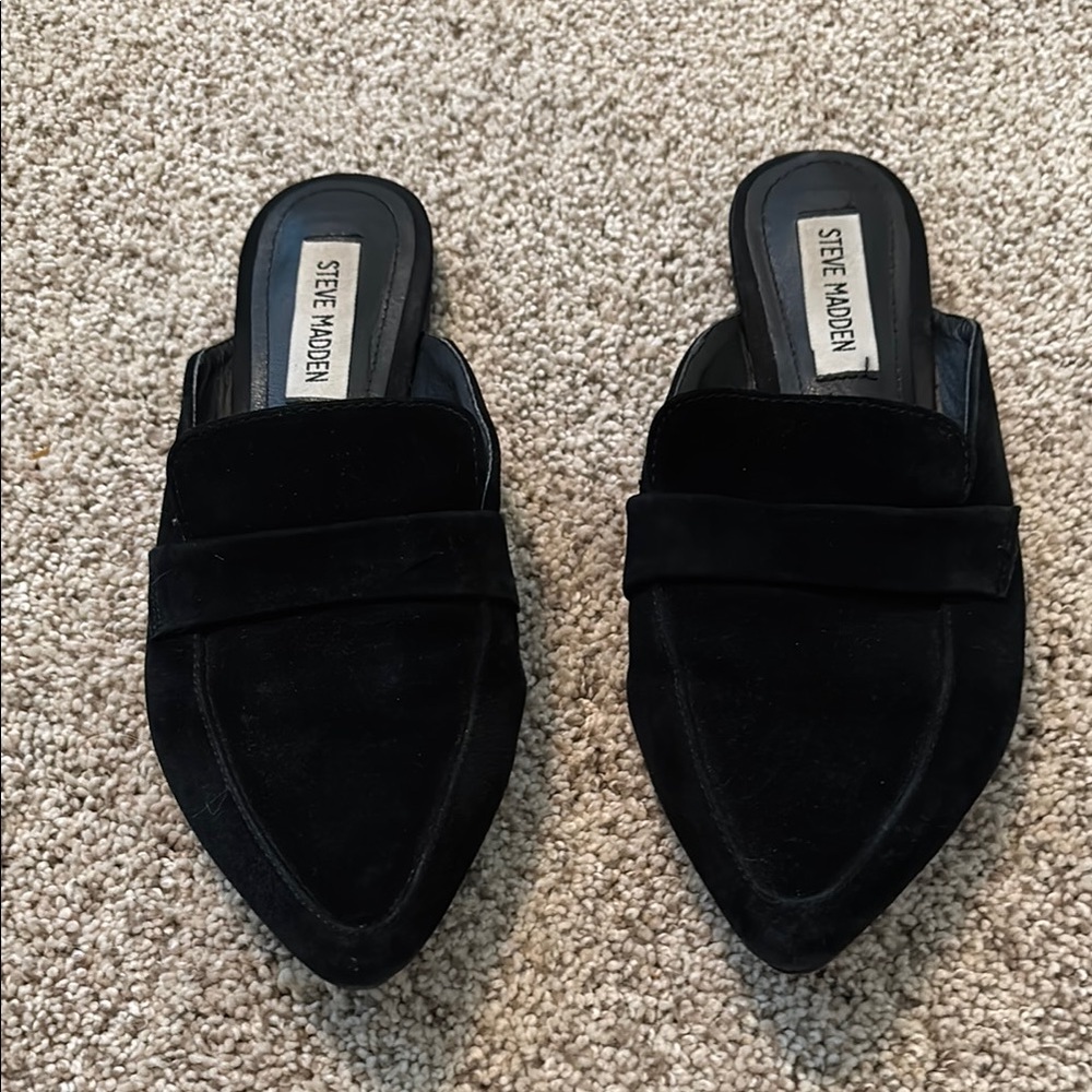Steve Madden Black Suede Mules